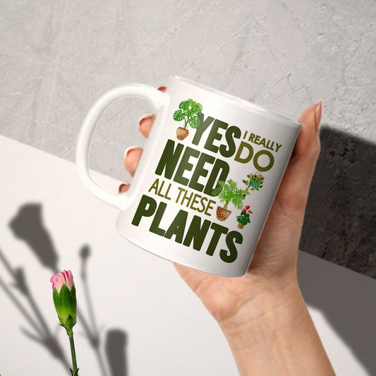Taza de Cerámica Blanca con Diseño Botánico