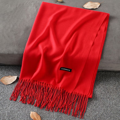 Pashmina Elegante de Color Liso con Borlas - Image 46