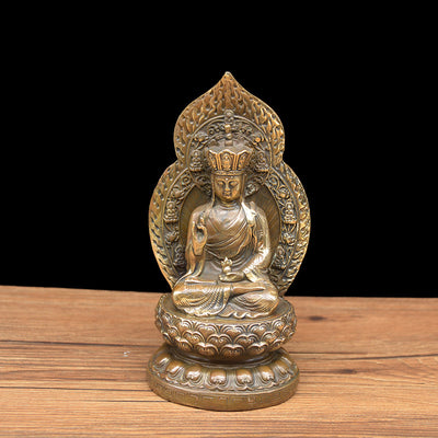 Figura Decorativa Kwan-yin con Iluminación de Cobre Antiguo - Image 9
