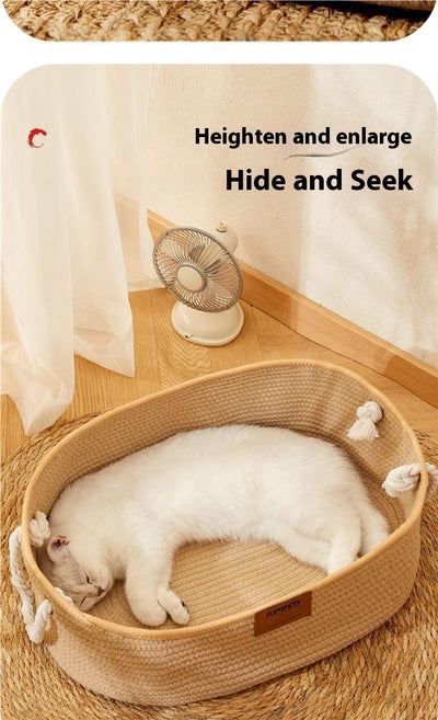 Nido para Gatos de Verano - Cesta Tejida Multiestación en Algodón y Lino - Image 9