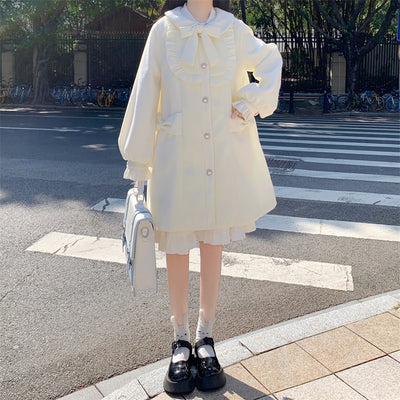 Abrigo de Lana con Cuello Estilo Muñeca Japonesa para Mujer - Image 4