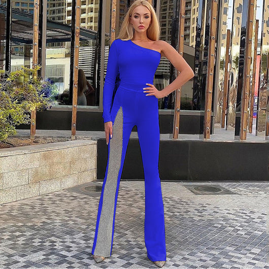 Jumpsuit Cintura Alta Microacampanado con Hombro Único - Image 15