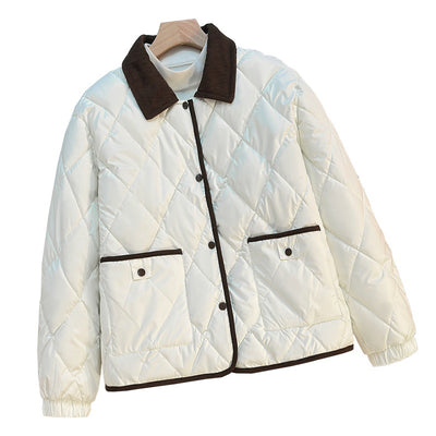Chaqueta de Algodón Estampado Diamante - Suelta y Versátil - Image 5