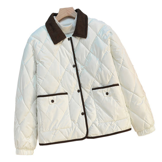 Chaqueta de Algodón Estampado Diamante - Suelta y Versátil - Image 5