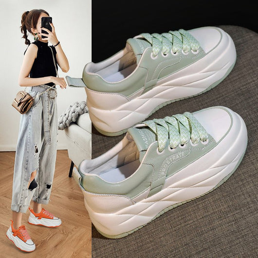 Zapatillas Deportivas Casuales para Mujer con Suela Gruesa y Cordones
