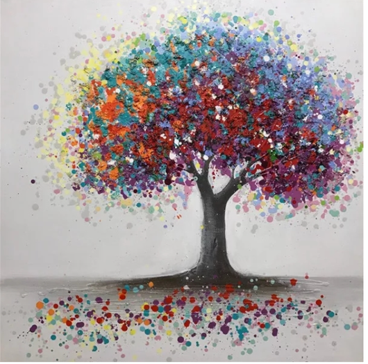 Cuadro Diamante Árbol - Pintura Bordada DIY Cuadrada y Redonda