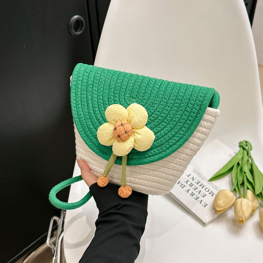 Bolsa de Paja con Flores para Mujer - Estilo Verano