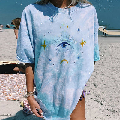 Camiseta Suelta con Estampado Tie-dye Multicolor - Image 6