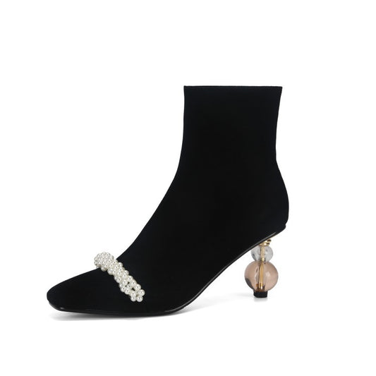 Botas Martin de Tacón Alto para Mujer con Perla - Botines Elegantes de Diseño Sofisticado - Image 2