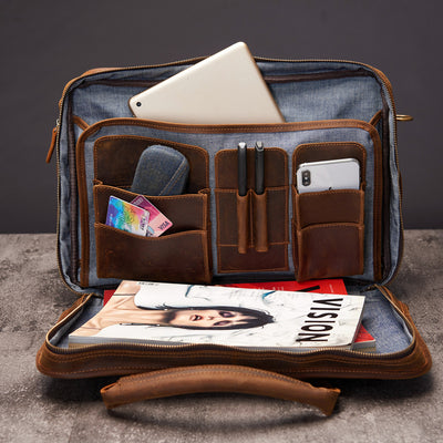 Maletín Ejecutivo de Cuero Crazy Horse Vintage - Gran Capacidad para Hombre - Image 3