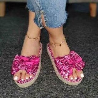 Pantuflas de Playa Vintage con Moño de Fibra de Cáñamo y Satén - Image 10