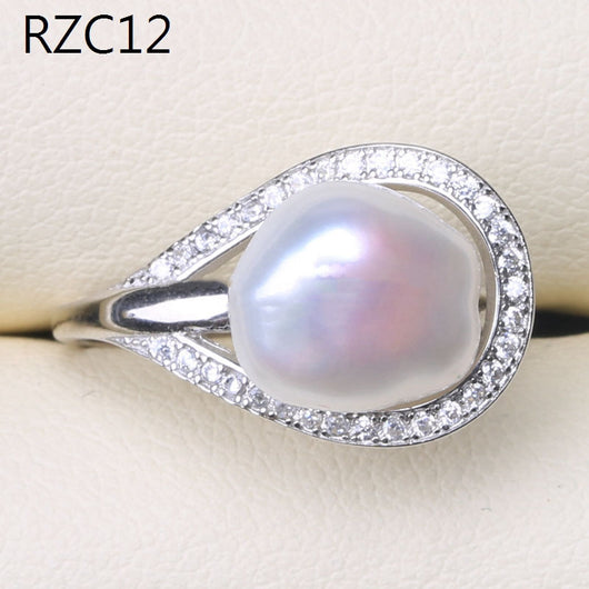 Anillo de Perla Barroca Natural Diseño Luna Platino - Image 55