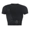 Blusa Corta para Mujer con Botones Triangulares Decorativos