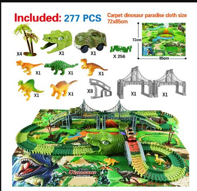 Juguete de Carrera en Pista Eléctrica Tiranosauro Dinosaurio Ensamblable con Simulación - Image 17
