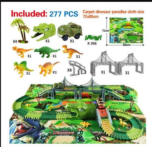 Juguete de Carrera en Pista Eléctrica Tiranosauro Dinosaurio Ensamblable con Simulación - Image 17