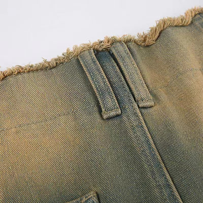 Jeans Sueltos Tiro Bajo Efecto Desgastado con Bolsillos y Costuras Decorativas - Image 17