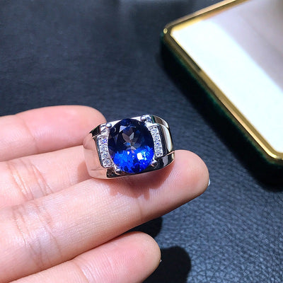Anillo de Tanzanita Natural y Topacio para Hombre - Image 8