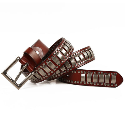 Cinturón de Cuero Genuino para Hombre con Remaches de Estilo Industrial - Image 3