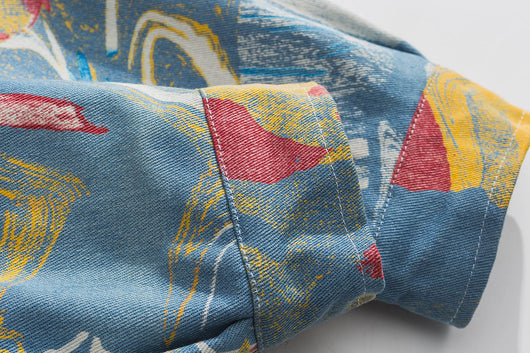 Chaqueta Denim Vintage con Graffiti de Tinta Artística - Image 11