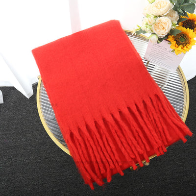 Chal de Trenza Gruesa con Borlas en Colores Sólidos - Image 12