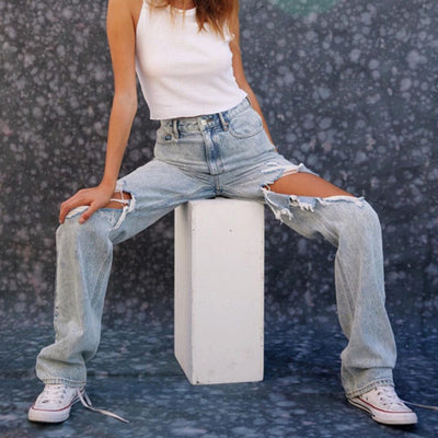 Jeans Rotos Mujer Estilo Europeo Americano Ajustado Denim - Image 5