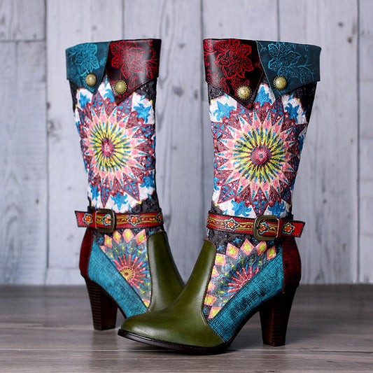Botas Cortas de Terciopelo Retro con Tacón Alto para Mujer - Image 2