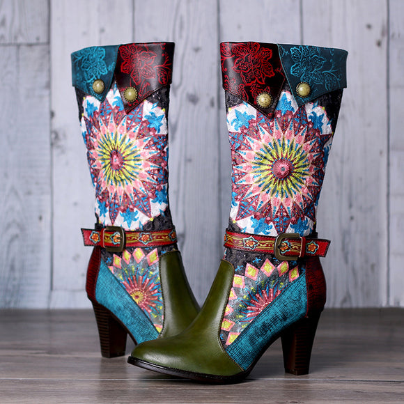 Botas Cortas de Terciopelo Retro con Tacón Alto para Mujer
