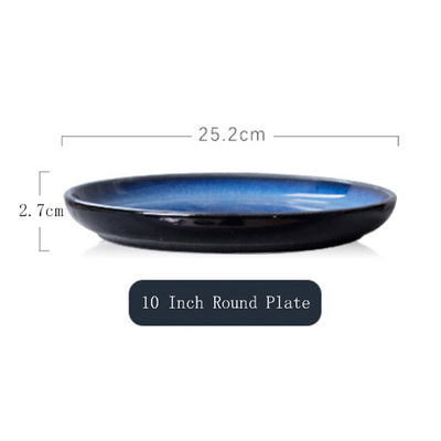 Plato de Cerámica Artesanal Azul Estrella con Esmalte Variable Horno Japonés - Image 12