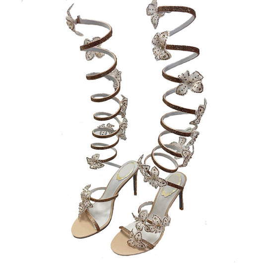 Sandalias Stiletto con Tiras de Strass Serpiente - Tacón Alto Sexy para Pasarela - Image 10