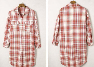 Abrigo Camisero Cuadros para Mujer - Largo Medio - Image 15