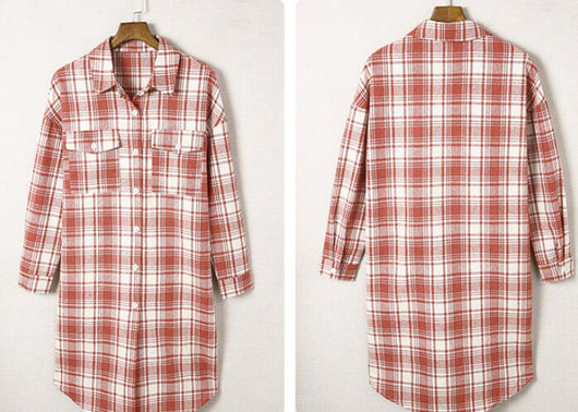 Abrigo Camisero Cuadros para Mujer - Largo Medio - Image 15