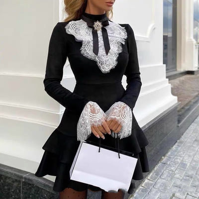 Vestido Slim Elegante con Ribete de Encaje y Costuras Reforzadas - Image 9