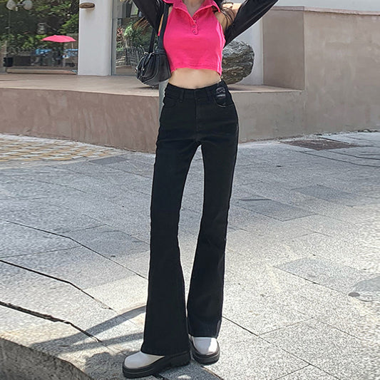 Pantalón Denim Cintura Alta Acampanado con Diseño Moderno - Image 2