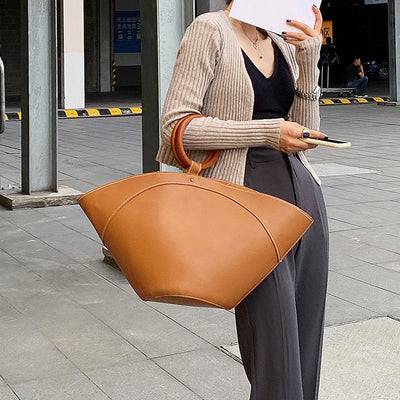 Bolso Tote de Madera con Diseño de Abanico - Gran Capacidad - Image 4