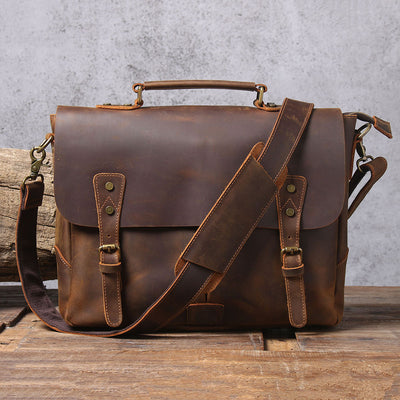 Maletín Portátil de Cuero Genuino Estilo Retro para Hombre - Image 18