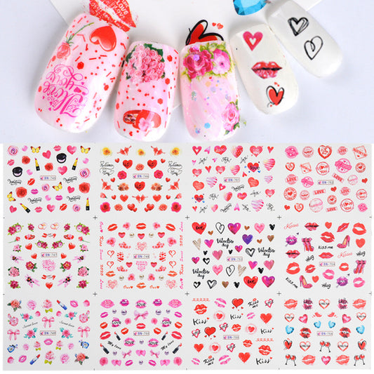 12 Pegatinas Navideñas para Uñas con Diseños de Animales Tiernos y Pluma Incluida