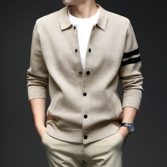Cardigan Tipo Solapa Coreano Slim Fit para Hombre