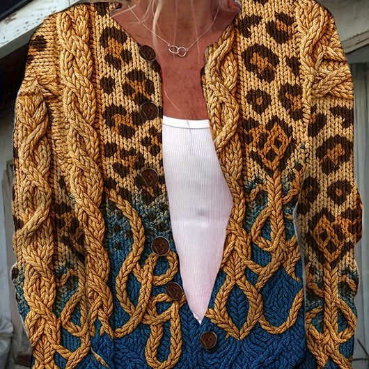 Cardigan Tejido para Mujer con Estampado Digital 3D