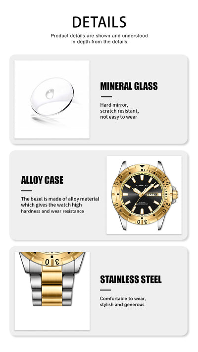 Reloj de Negocios para Hombre con Esfera Grande, Resistente al Agua y Doble Calendario - Image 12