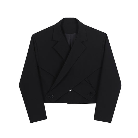Blazer Asimétrico para Hombre con Diseño Patchwork y Cuello Cruzado - Image 11
