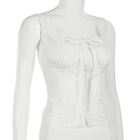 Blusa Encaje Blanca Ajustada Estilo Europeo y Americano para Niñas - Image 14