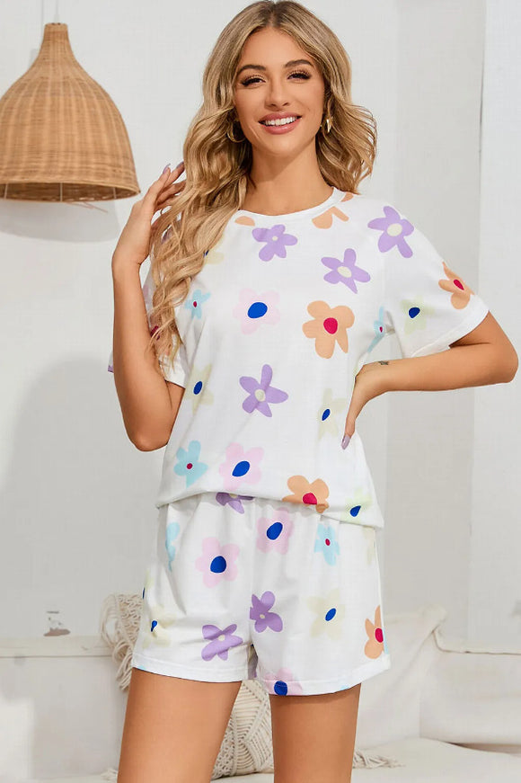 Conjunto de Pijama Floral para Mujer - Short y Blusa de Manga Corta