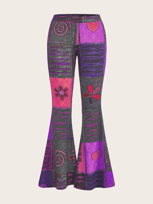Pantalones Bootcut Ajustados con Estampado Abstracto Moderno - Image 11