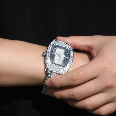 Reloj de Cuarzo Hip Hop Diseño Minimalista con Diamantes a Juego - Image 4