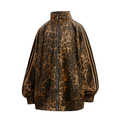 Chaqueta Retro Leopardo con Cuello Alzado y Cierre - Image 12