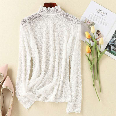 Blusa de Malla Calada con Manga Larga y Capa Interior - Image 8