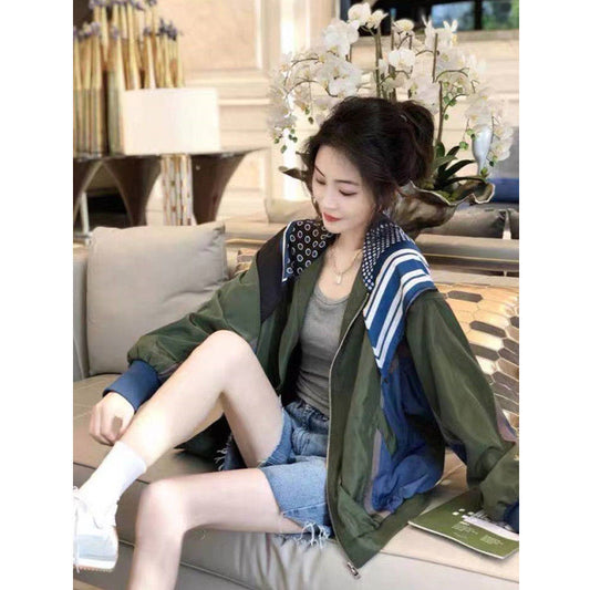 Chaqueta Uniforme de Béisbol Verde Militar Talla Grande para Mujer