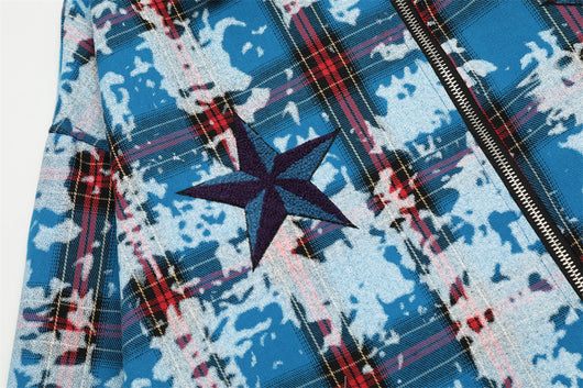 Chaqueta Camisa Tie-Dye Cuadros Desgastada para Hombre - Image 8