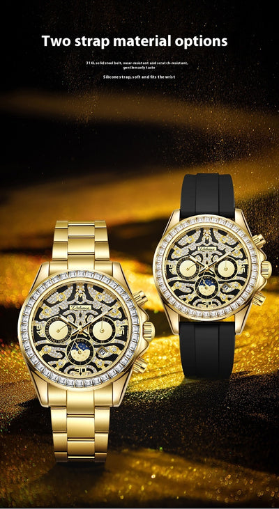 Reloj Mecánico Automático Hombre con Calendario Sol Luna Estrella Resistente al Agua - Image 13