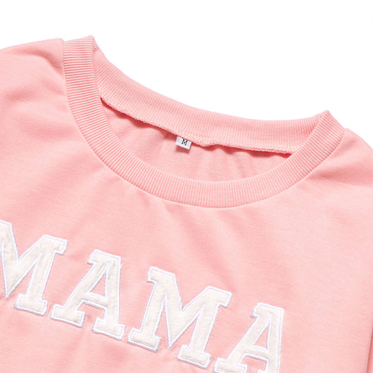 White long-sleeve adult sweater with "MAMA" text and matching child's sweater with "MINI" text. - Image 4